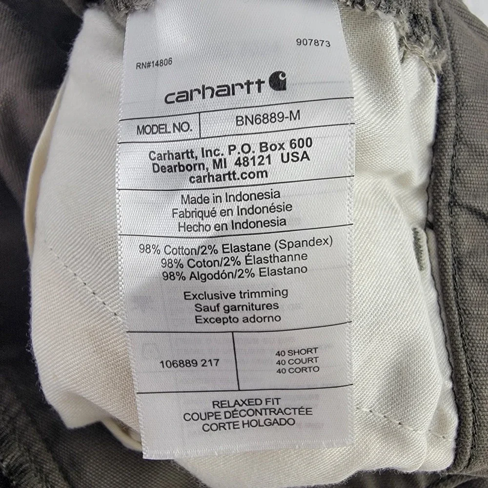 Carhartt Rugged Flex Canvas Jogger Pants Relaxed Brown BN6889-M Mens 40 Short